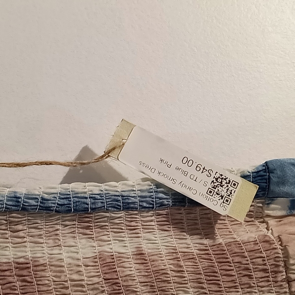 Ocean Drive  strapless sg cotton candy smock dress size S TD blue pink - Picture 4 of 8